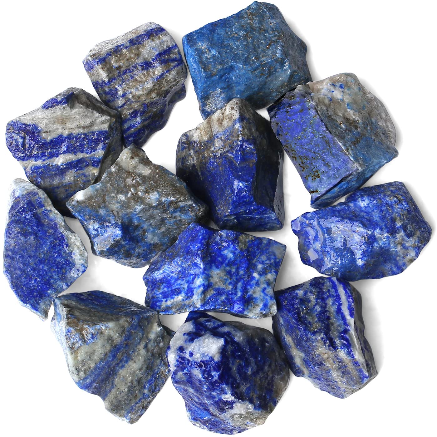 QINJIEJIE Lapis Lazuli Raw Crystals Natural Rough Stones Bulk Large 0.8-1.2" Rocks Reiki Gemstones Fountain Rocks for Tumbling Cabbing Polishing Wire Wrapping Wicca Decoration 0.45 lbs