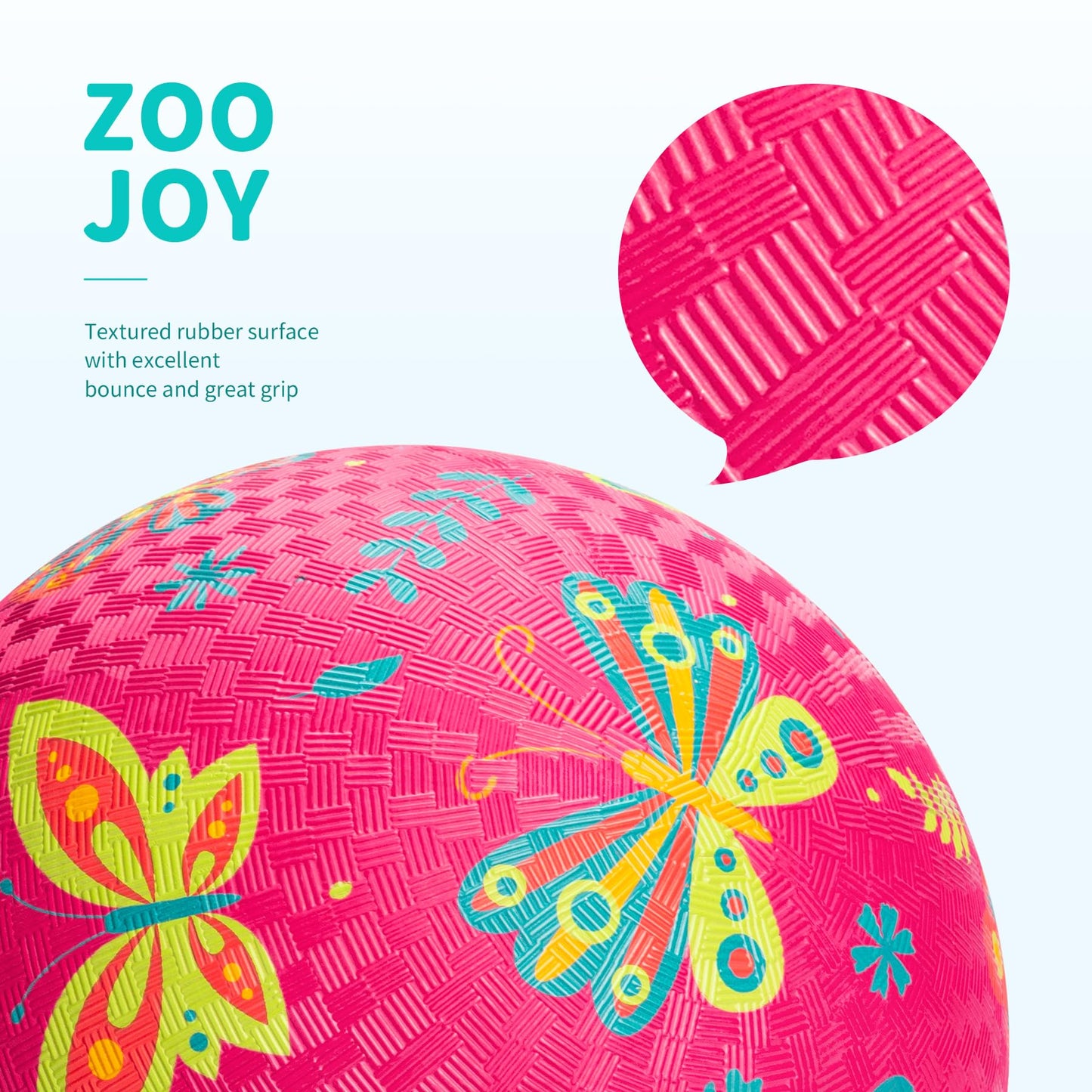 ZOOJOY Pack of 2 Cartoon Playground Balls for Kids 1-6, 6 Inch Rubber Balls for Dodgeball, Rubber Bouncy Kickball, Indoor & Outdoor Game Gaga Balls for Boys Girls with Pump