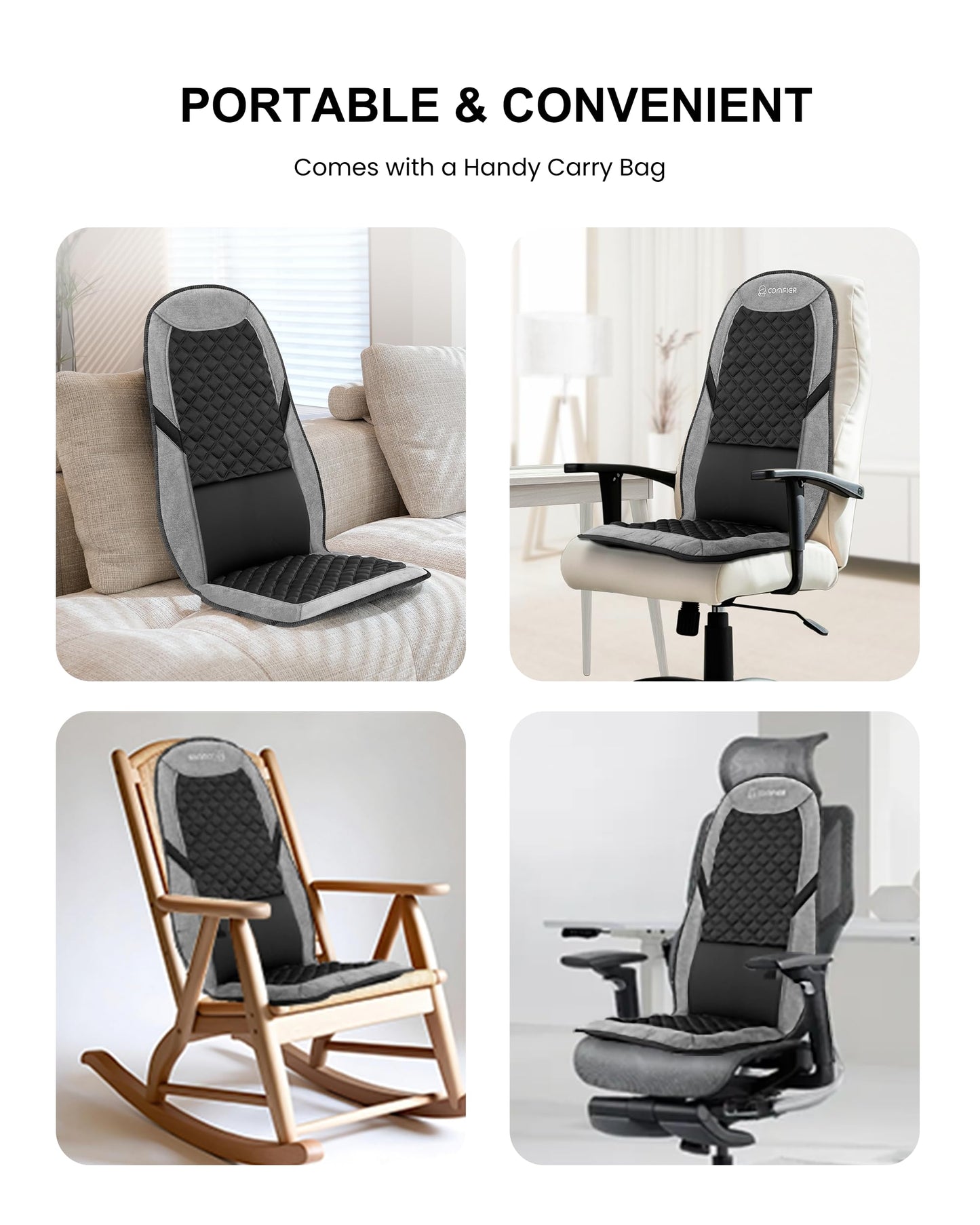 COMFIER Back Massager with Heat,Massage Chair Pad,Massage Seat Cushion with Adjustable Lumbar Support,Back Massage for Pain Relief,Chair Massager for Recliner,Office,Gifts for Dad,Mom