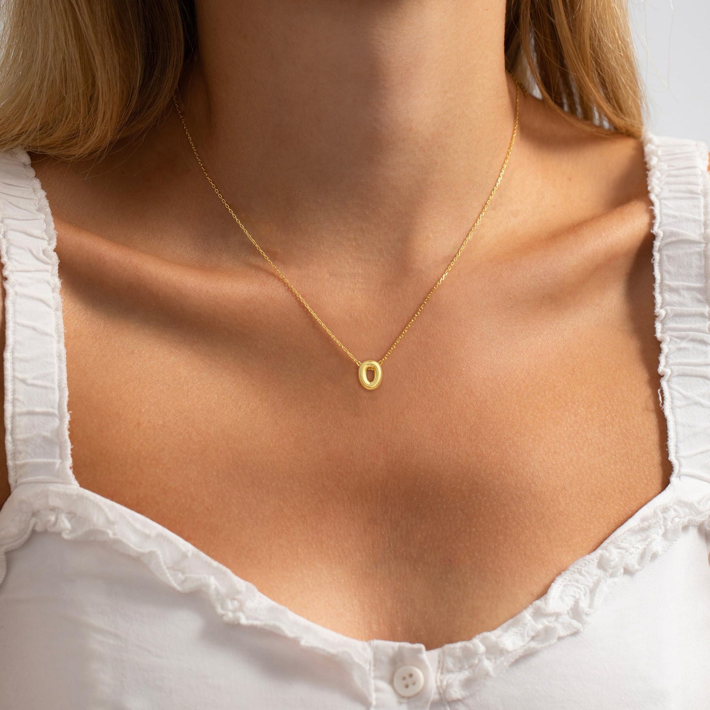 CUEZIY 14K Gold Plated Bubble Letter Necklace Initial Necklaces for Women Dainty Personalized Charm Pendant Name Necklace Cute Non Tarnish Fashion Accessories Teen Gift Trendy Stuff Jewelry Gifts