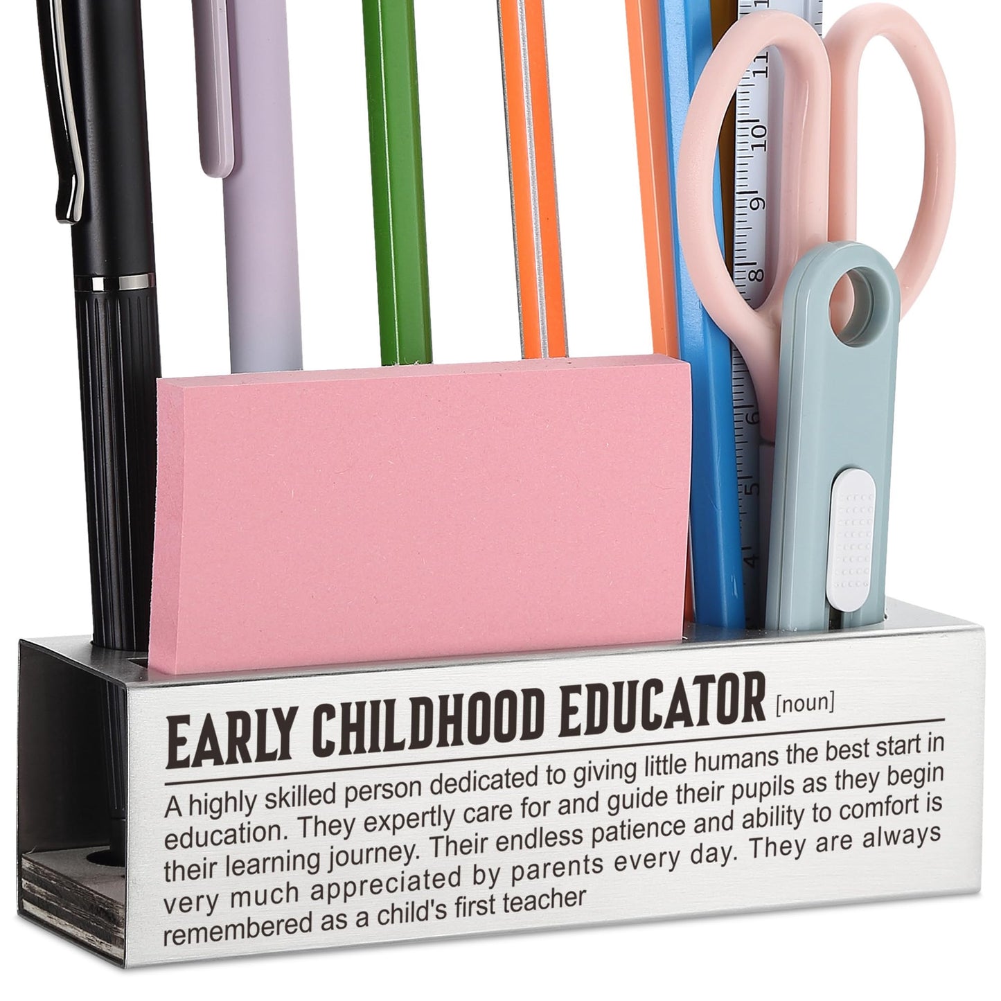 CINRLLA Early Childhood Educator Gifts, Teacher Appreciation Gifts, Teacher Graduation Gifts, Pen Holder for Desk, Pen Holder with Sticky Notes Holder, Office Stationery Organizer, CPA327