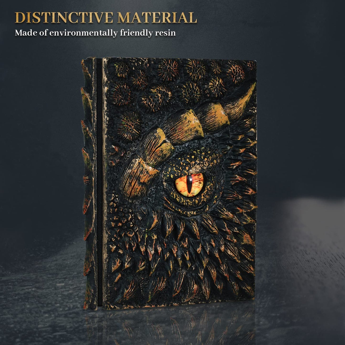 molshine A5 (7.3" x 5.1") 3D Dragon Embossed Journal,Resin Engraving Notebook,Retro Diary,100 Sheets Blank Paper,Hardcover Travel Notepad for Writing,Sketchbook,Collection,Gift,Decoration (Gold)