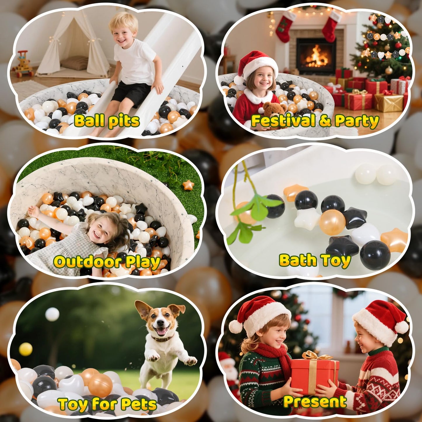 STARBOLO Ball Pit Balls Star Hearts Shapes for Toddlers - 50 100 200 500 Plastic Toy Ball Pit Balls Shapes for Ball Pit, Playpen, Birthday Party, Christmas Decoration