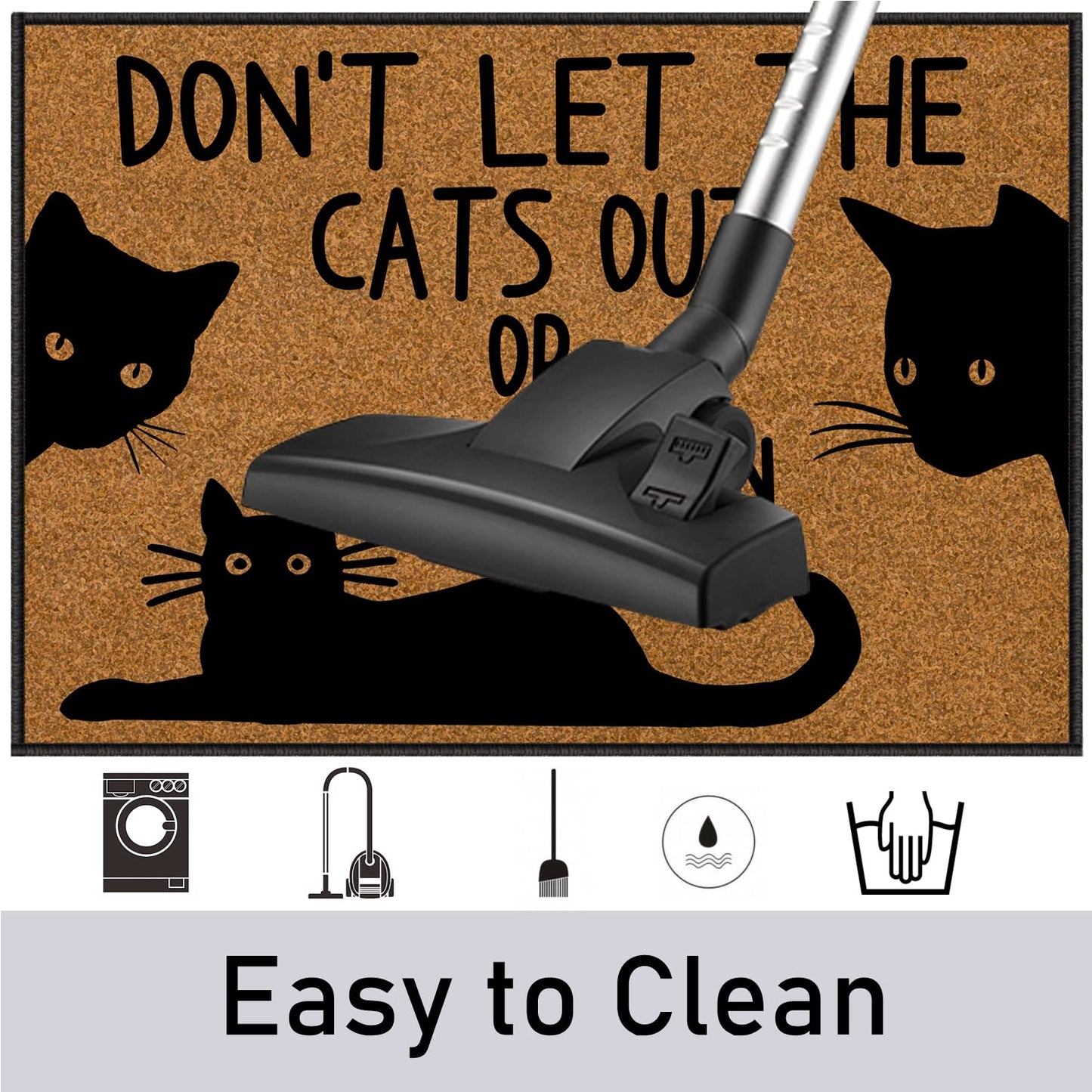 BinHang Indoor Welcome Mat, Door Mats Indoor Entrance Traps Sand and Dirt Well Fabric Don’t Let The Cats Out or The Cops in (30"X18")
