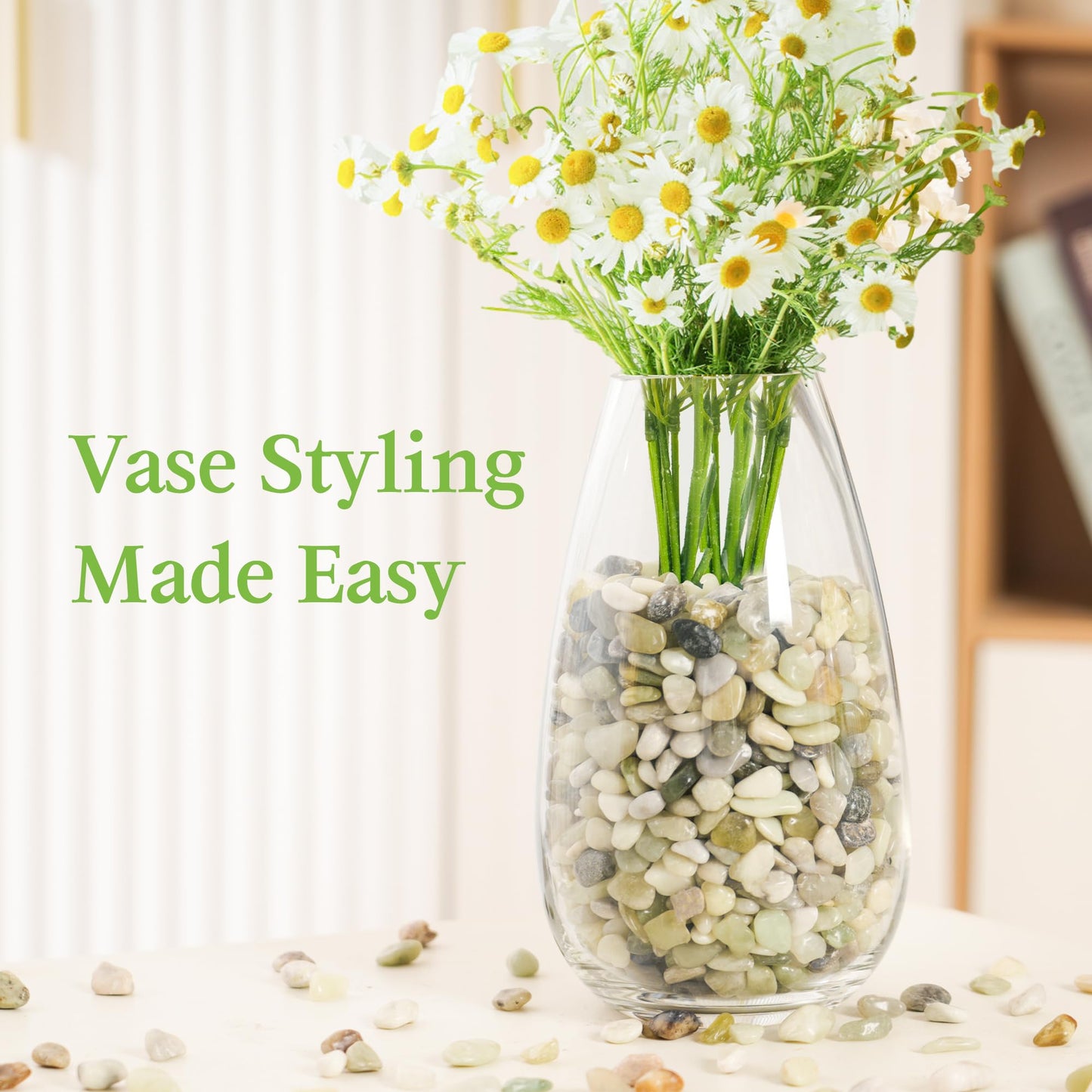 SIDONG 5 LB Jade Pebbles, 2/5 Inch Natural Decorative Polished Jade Stones, Jade River Rocks for Succulents, Cactus, Vases, Indoor Plants, Garden Landscaping, Bamboo