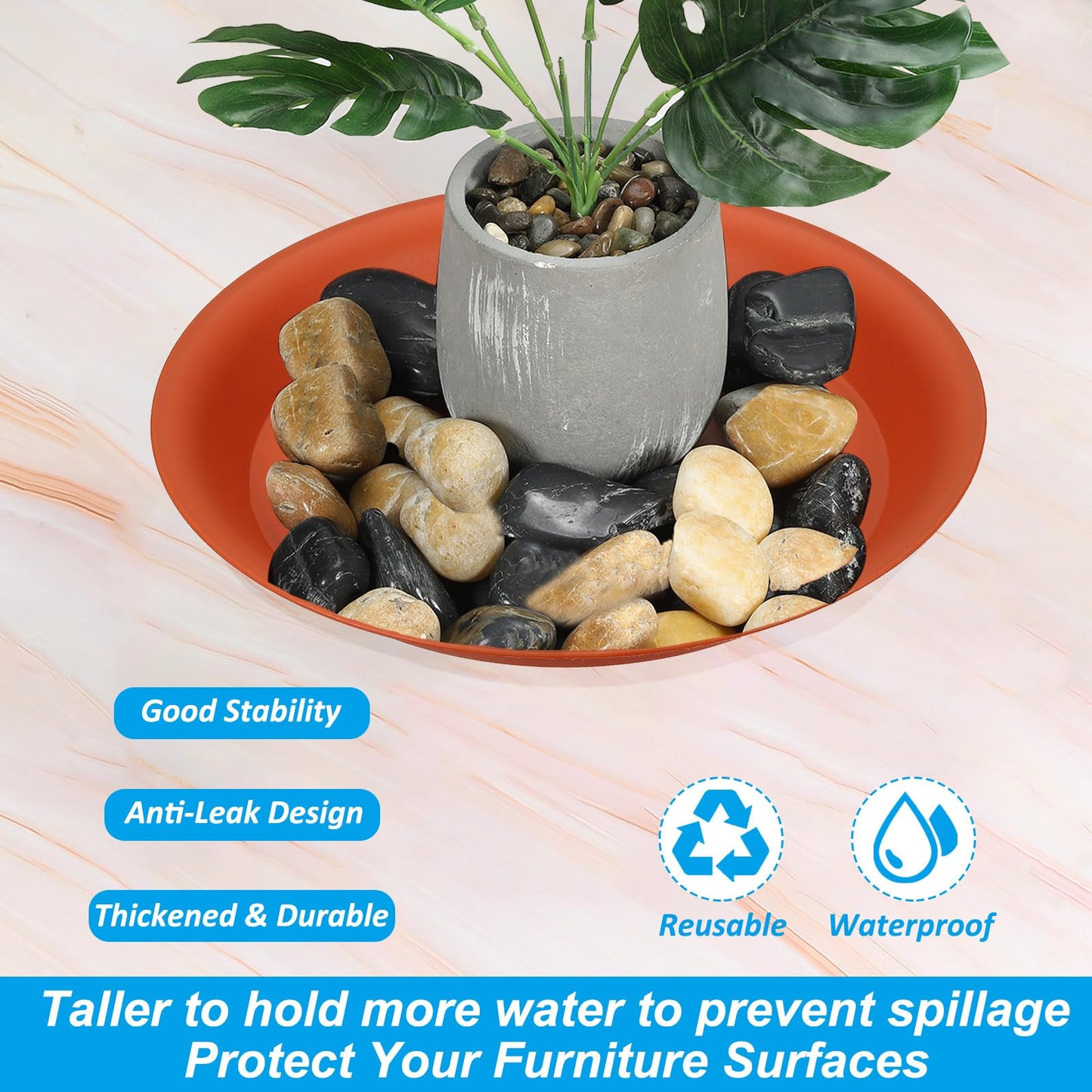 PATIKIL 10 Inch Plant Saucer Tray, 5 Pack Plastic Drip Tray Round Collects Excess Water Flower Pot Drainage Trays for Heavy Indoor Outdoor Pan, Purple