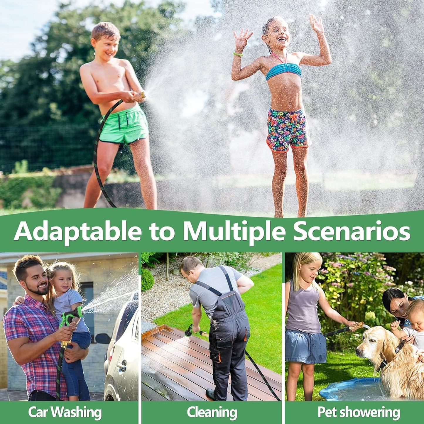 150 ft Garden Hose, Flexible Ultra Lightweight Durable Garden Hose, Kink-Free Water Hose with 10 Function Sprayer - Non-Shrinking Garden Hoses, Easy to Store,All-Weather, Car Washing Pipe Garden Hoses