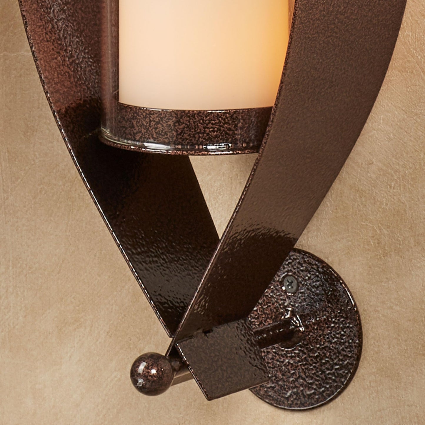 Touch of Class Xander Wall Sconce Pair - Handcrafted Steel - Antique Copper - Glass Hurricane - Set of 2 - Metal Sconces Holder for Bedroom, Bathroom, Living Room, Kitchen Walls, Hallway
