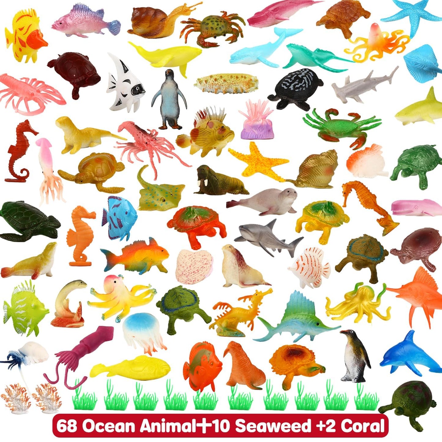80 Pcs Mini Ocean Sea Animal Toys, Underwater Sea Life Figures Playset, Educational Learning Toys for Kids, Early Childhood Education, Ideal for Gift, Party Favors, Classroom Prizes, Pretend Play