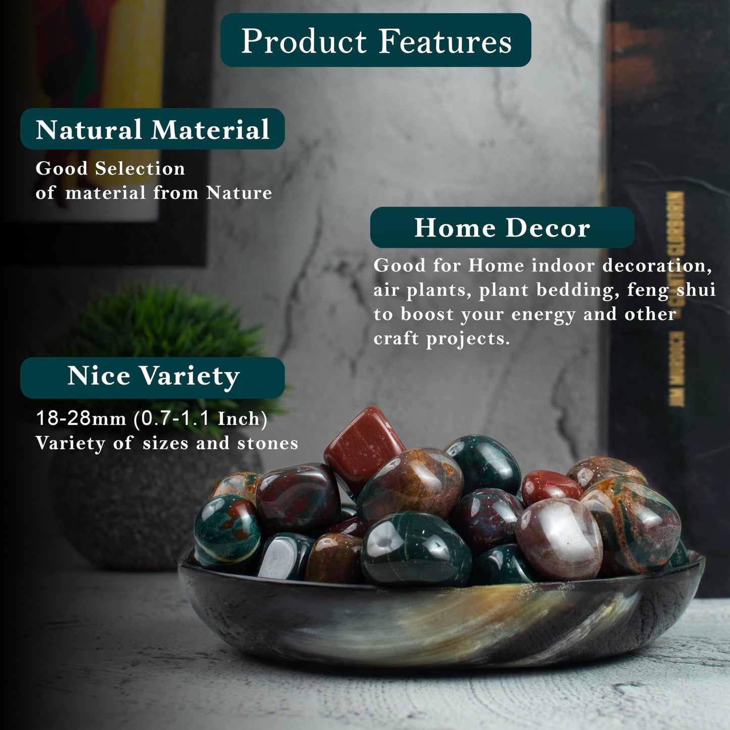 BEZAVO Bloodstone Healing Crystals Stones Set Tumbled Stones and Crystals Bulk for Healing, Reiki, Meditation, Witchcraft Crystals Gemstone for and Spiritual Home Decor 20-25 mm, 1LB
