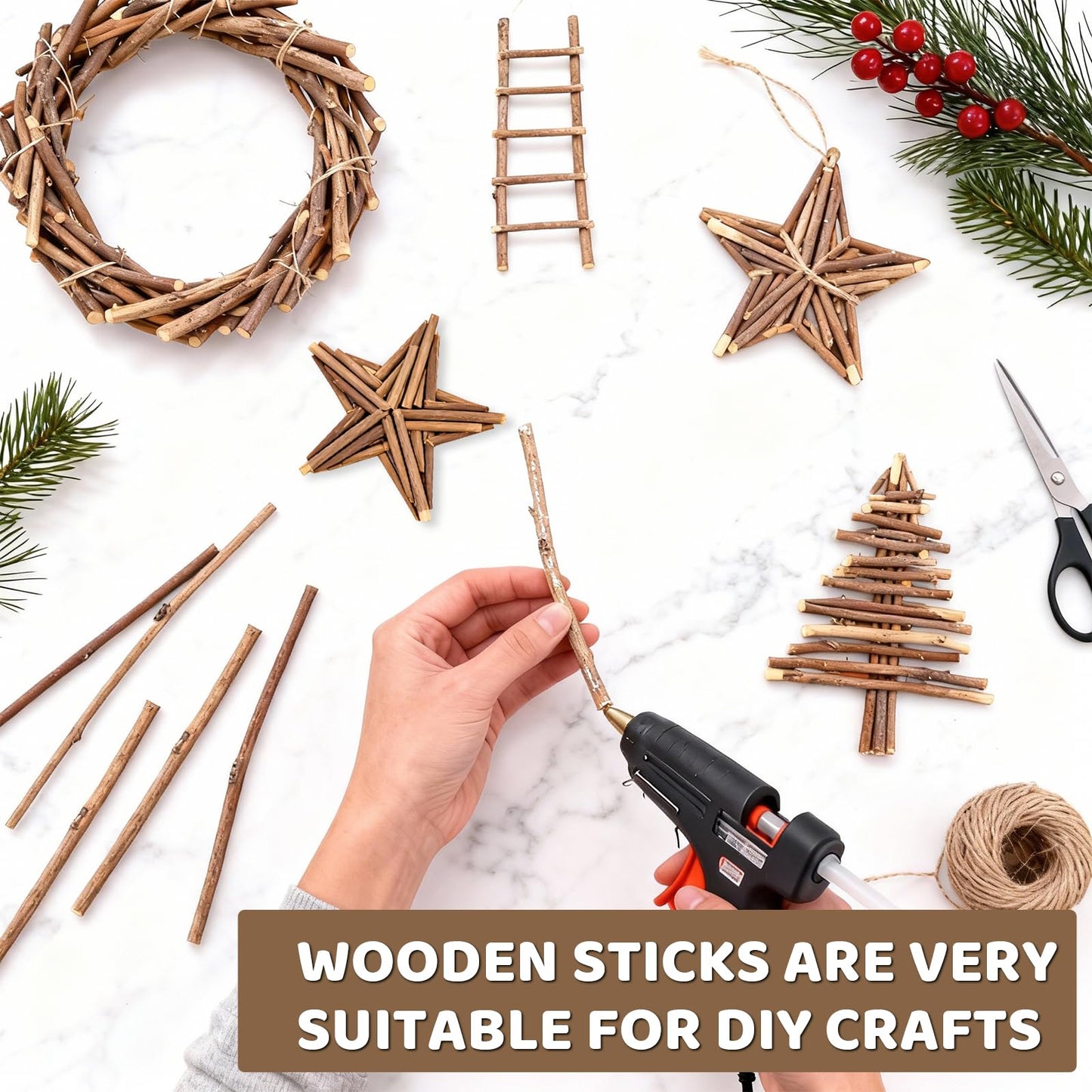 TKOnline 200Pcs Craft Sticks, 10cm 0.1-0.2 Inch in Diameter Wood Log Sticks Twigs Crafts for DIY Crafts Photo Props, Wood Crafts, Festival Decoration, Landscaping