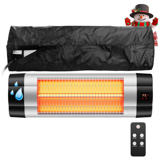 Wall Mounted Infrared Heater with 1 Seconds Instant Warmth, Quiet Electric Radiant Heating for Garage Greenhouse Porch, 1500W Adjustable Temperature Patio Heater