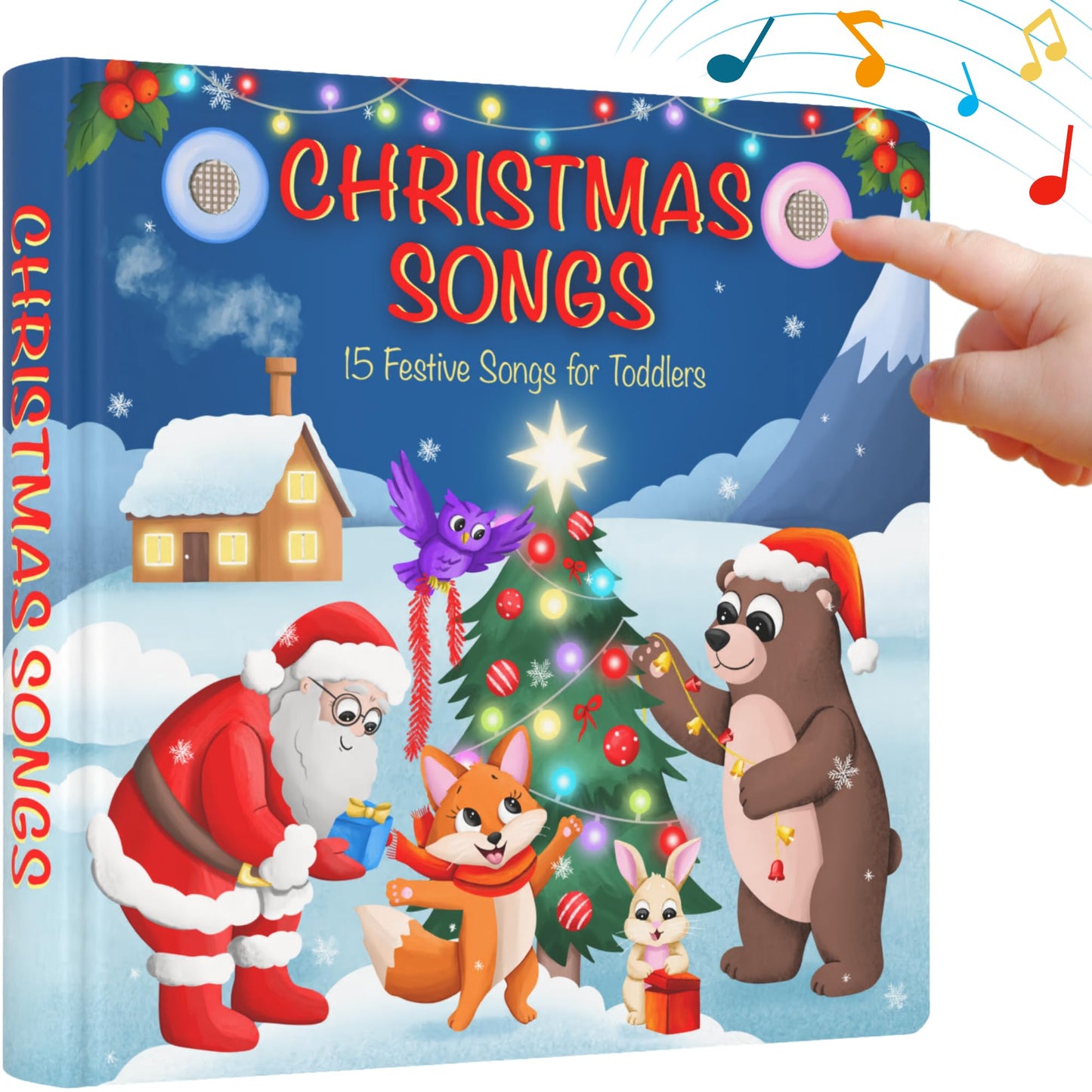 LEARNING BUGS Christmas Songs – Sing Along with 15 Festive Holiday Tunes, Musical Book for Toddlers, 28-Button Music Book, Musical Toys for Toddlers 1-3
