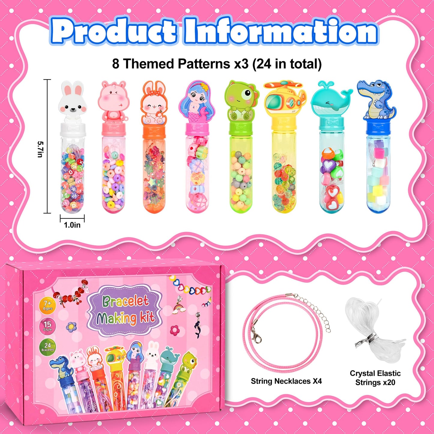 Ulema 24Pack Party Favors Birthday Return Gifts Goodie Bags Charm Bracelet Jewelry Making Kit Valentine's Day Gifts Friendship Bracelet Kit Classroom Rewards