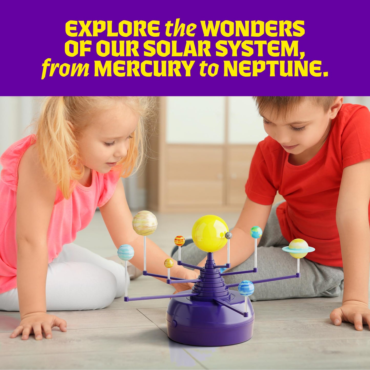 Dan&Darci 360° Orbiting Solar System for Kids - Paint & Build Model Kit - Arts and Crafts for Kid Ages 8-12, 4-6, 4-8, 6-8 - Space Toys 8-10 - Science Astronomy Gifts - Painting Craft Kits for Boys