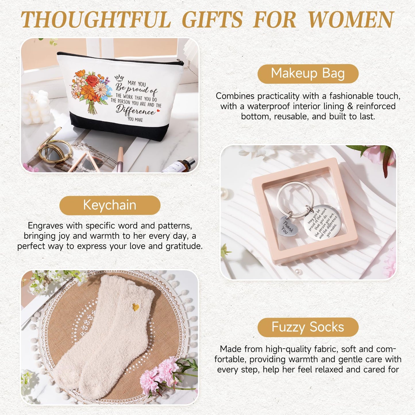 iAOVUEBY Thank You Gifts for Women, Employee Appreciation Gifts Baskets for Women, Coworkers Teacher Nurse Secretary Mentor Retirement Thank You Gift Ideas, Canvas Tote Bag Tumbler Gratitude Gift Box