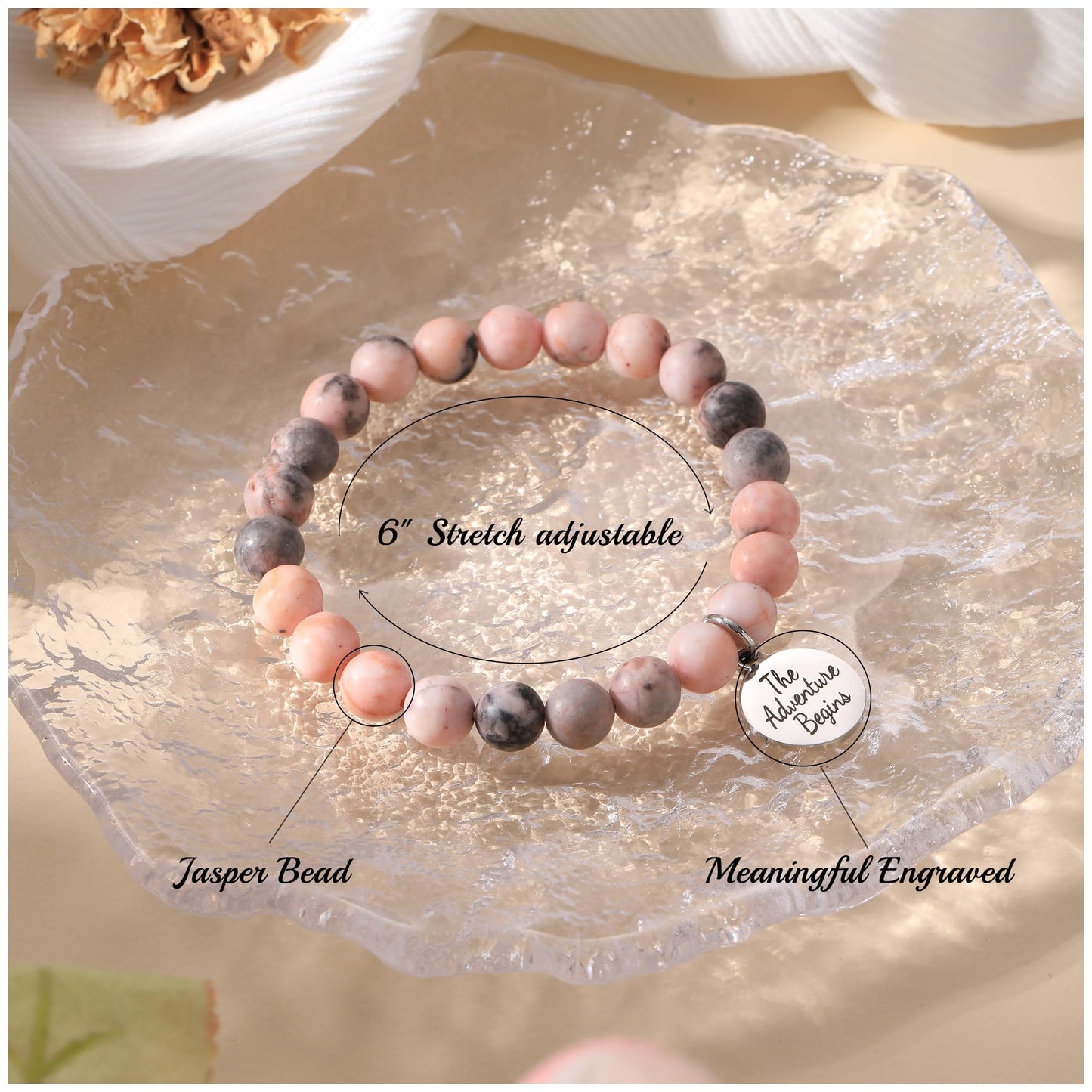 Sistble High School Graduation Gifts College Graduation Bracelets 2026 Dainty Jasper Beaded Bracelets for Women Granddaughter Daughter Inspirational Gifts Jewelry for Teens