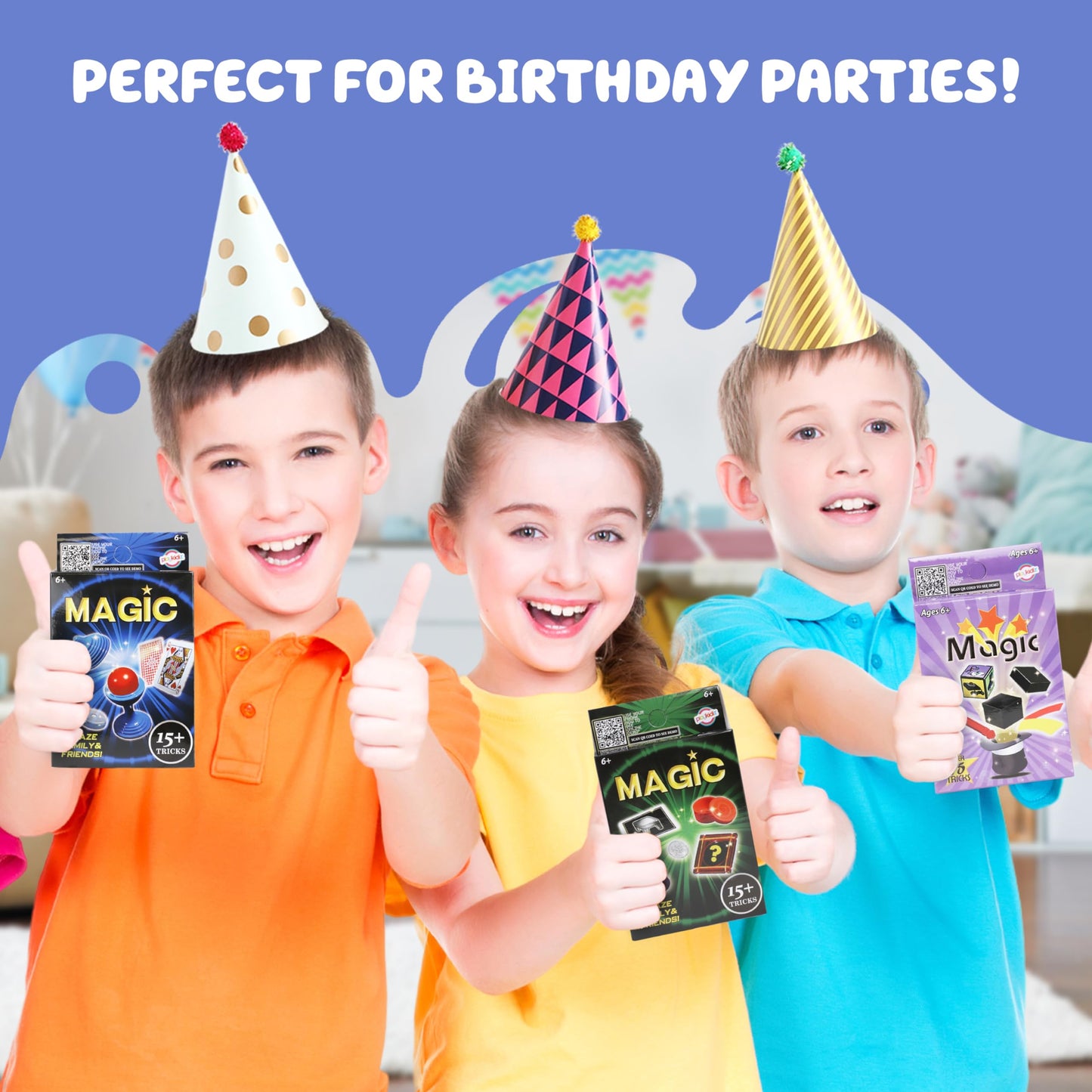 Playkidz 24 Packs of Magic Trick for Kids - Party Favors Magic Set with Over 15 Tricks Each, Made Simple, Magician Pretend Play, Birthday, Indoor/Outdoor Fun Games