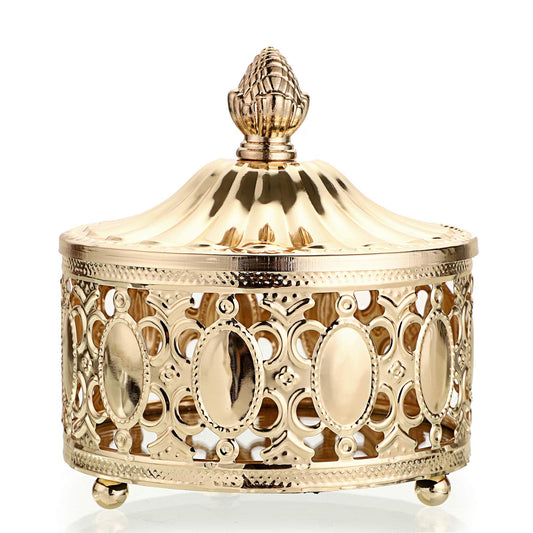 Hipiwe hollow out Metal Jewelry Box with Lid - Gold Mirrored Jewelry Trinket Organizer Ring Earrings Necklace Home Decor Storage Box, Chest Keepsake Gift Box for Women