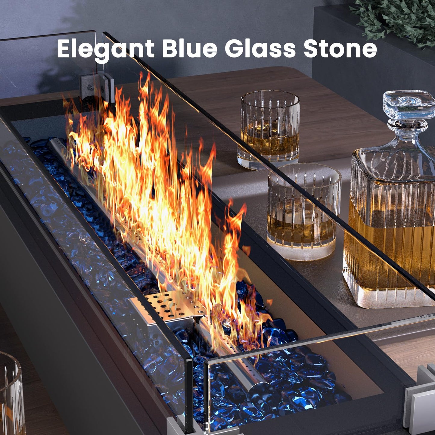 Ciays 28 Inch Table Top Propane Fire Pit, 50,000 BTU Tabletop Firepit with Glass Wind Guard & Glass Beads, Nylon Cover, Portable Outdoor Portable Fireplace for Patio and Camping