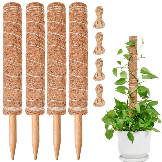 49 inch Tall Moss Pole for Plants, SproutMaven 4 Pieces of 16 Inch Monstera Moss Pole kit for Indoor Outdoor Climbing Plants Lianas to Grow Upwards