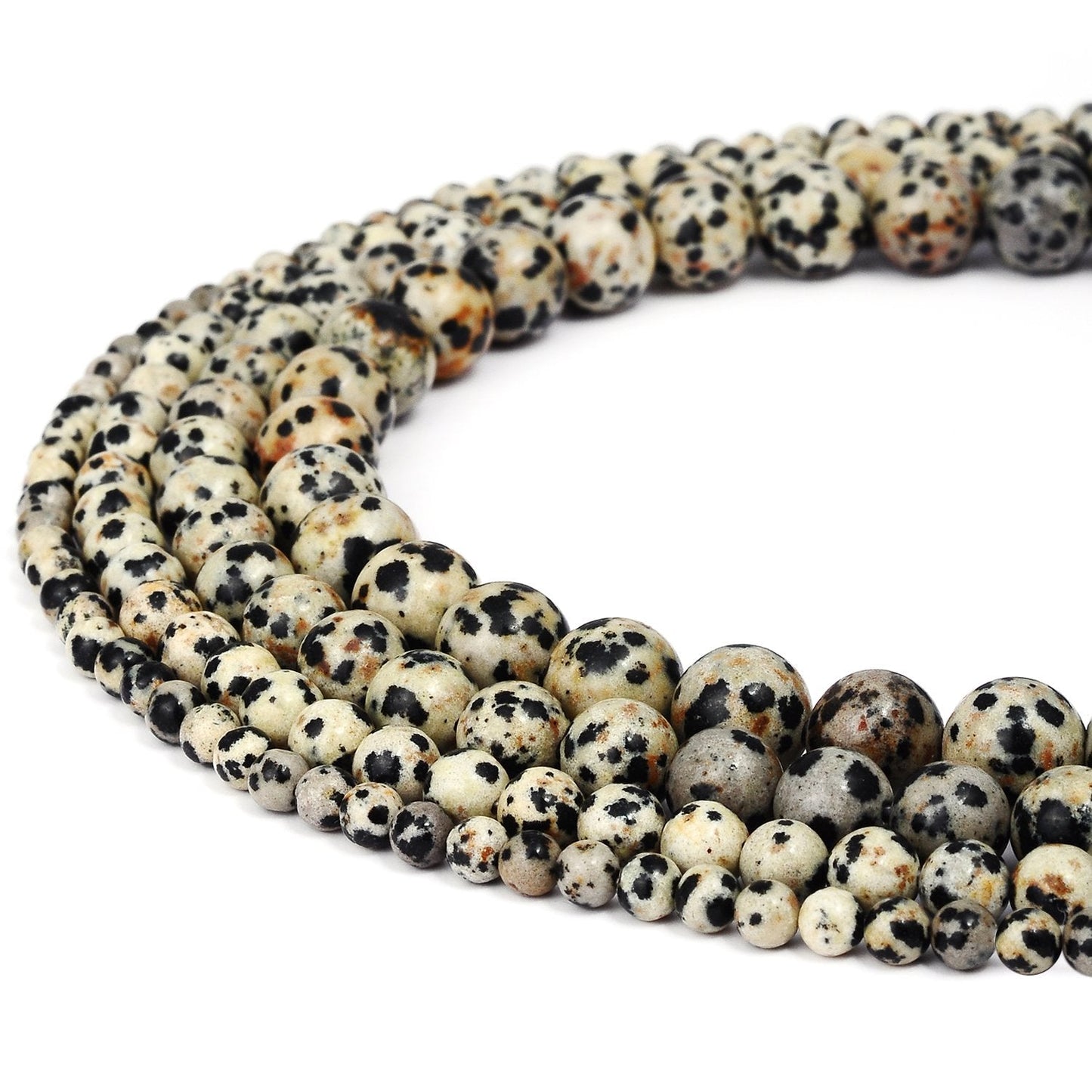 RUBYCA Natural Dalmatian Jasper Gemstone Round Loose Beads for DIY Jewelry Making 1 Strand - 10mm