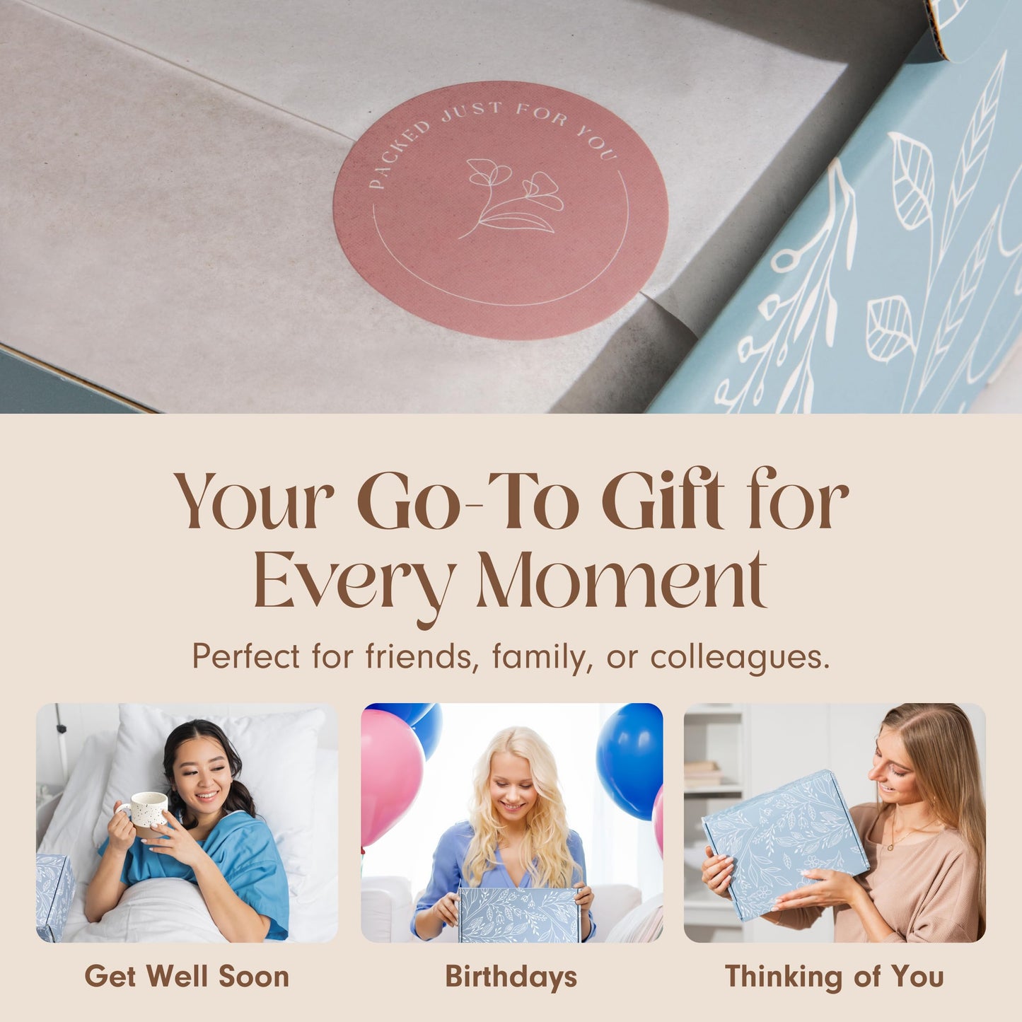 Unboxme Thank You & Appreciation Gift Basket for Women, Cozy Care Package with Tea, Mug, Socks & Honey, Ready to Gift for Friends, Clients & Coworkers