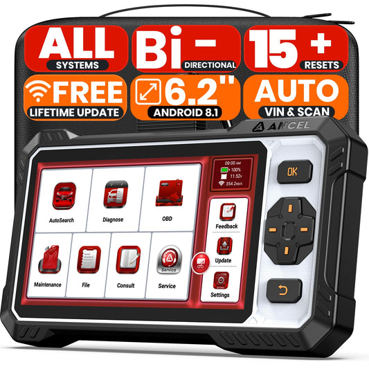 ANCEL FX6100 OBD2 Bidirectional Scan Tool, All Systems Car Diagnostic Scanner with Active Test for All Vehicles, 15+ Resets, ABS Bleeding, Injector Coding, FCA&CAN FD, AutoScan, Lifetime Free Updates