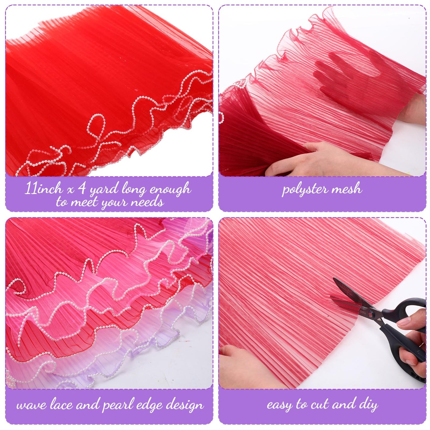FunooFuno 12 Pcs Flower Wrapping Mesh Paper 11 Inch x 4 Yard Pearl Edge Wrinkled Floral Packaging Mesh Florist Supplies for Teacher Graduation Gift Wedding Bouquet Wrapping Supplies