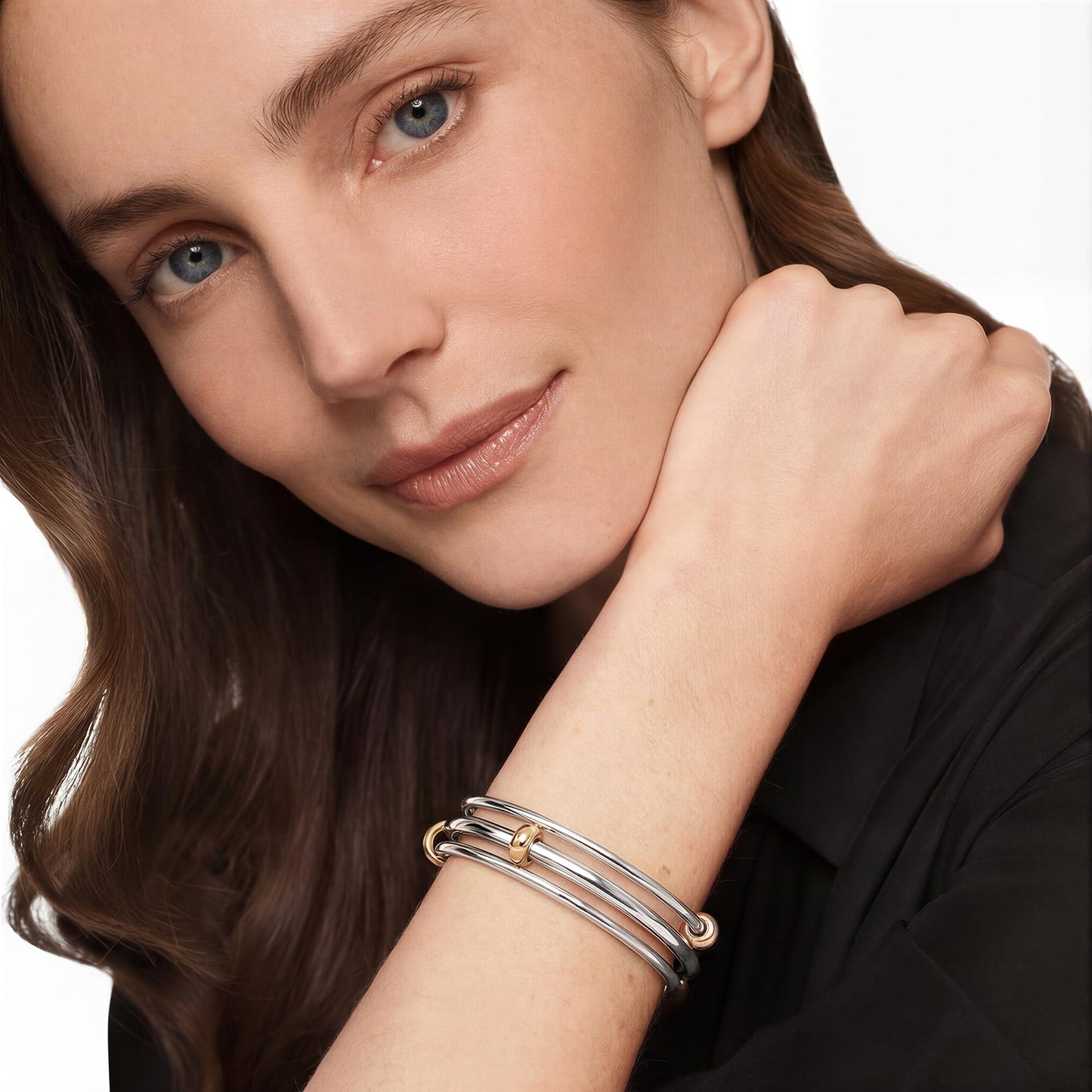 MIUSISHIYU Musishiyu Silver Bracelets for Women Stacking Bangle - Surgical Stainless Steel Cool Tone Rolling Rings, High Polish Fidget Anxiety Jewelry, Perfect Gifts for Mom Wife Grandma