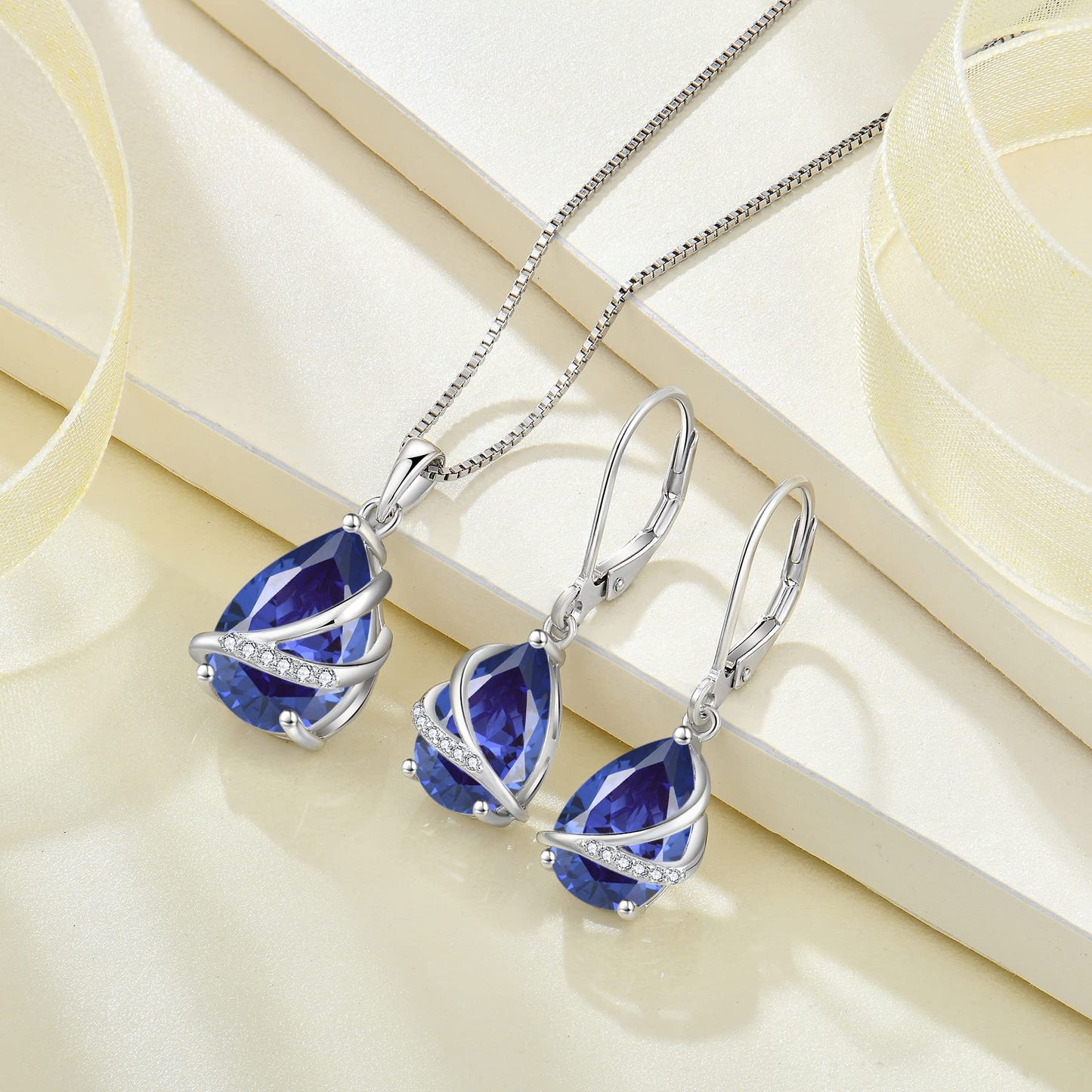Rocayi December Birthstone Dangle Drop Earrings for Women 925 Sterling Silver Tanzanite Earrings Teardrop Leverback Jewelry Gifts for Wife Girlfriend Mother Daughter Her