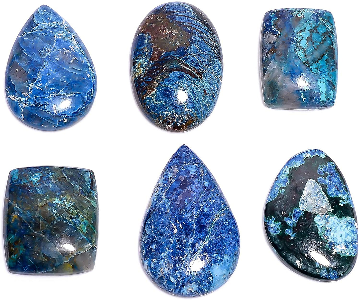 GEMKORA™ 4pcs Shattuckite Gemstone Wholesale Cabochons Lot, Jewelry Making Loose Gemstone, Polished Home Decor Specimen, DIY, Wire Wrapping, Reiki, Healing Crystals, Bulk