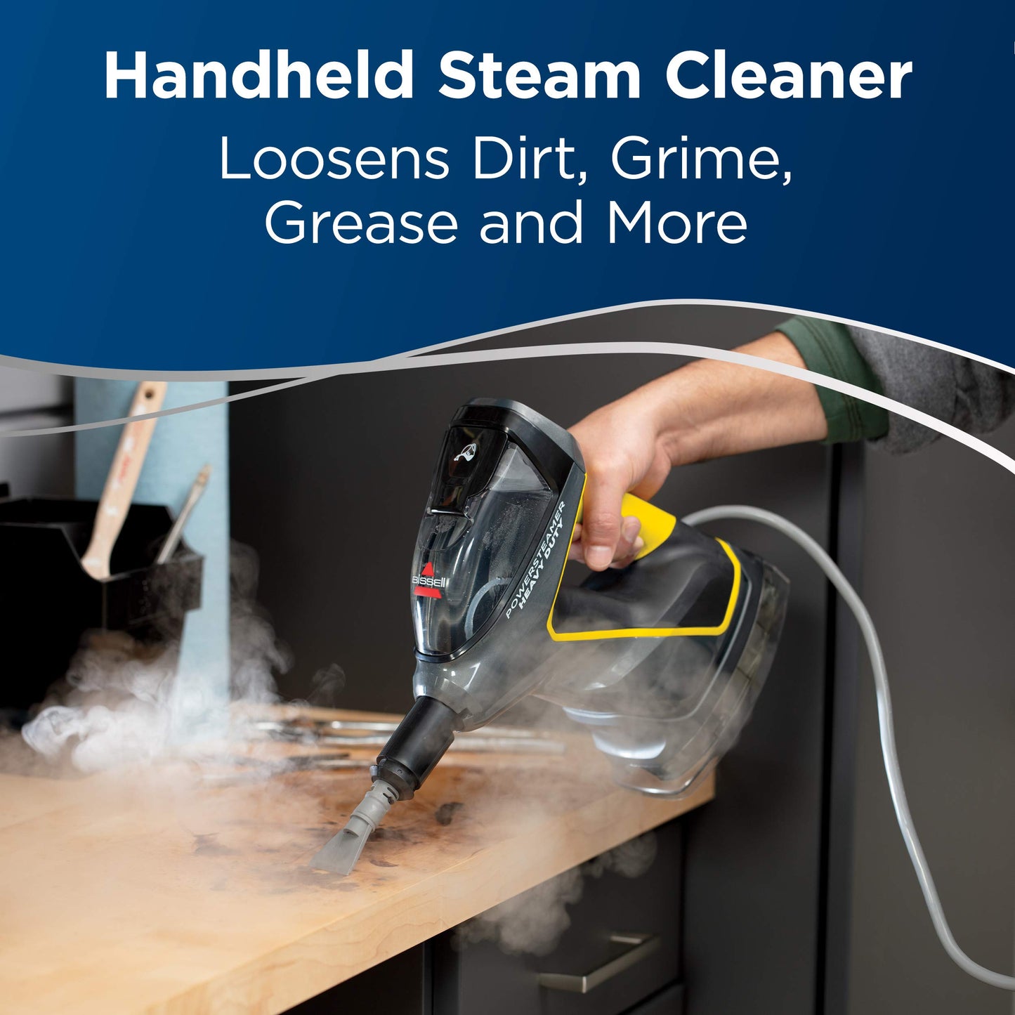 BISSELL PowerSteamer Heavy Duty 3-in-1 Steam Mop and Handheld SteamShot for Indoor & Outdoor, use for Garage, Workshop, Auto, Boat, Recreational Vehicles, Windows,Outdoor Furniture and Decks, 2865A