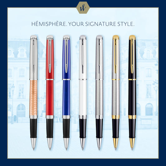 Waterman Hémisphère Rollerball Pen, Matte Black with 23k Gold Trim, Fine Point with Black Ink Cartridge, Gift Box