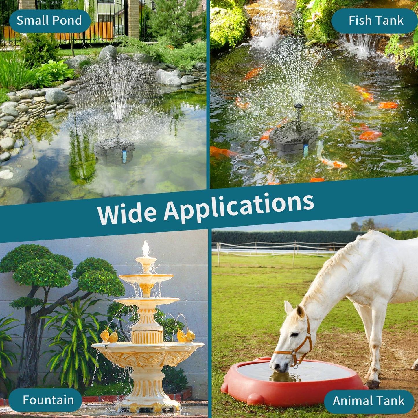 POPOSOAP 8W Solar Pond Filter Built-in 3600mAh Battery Backup, Solar Pond Filter with Water Pump, Solar Water Fountain Pump for Ponds Fish Tank Bird Bath Waterfall Garden DIY Water Feature P3081D