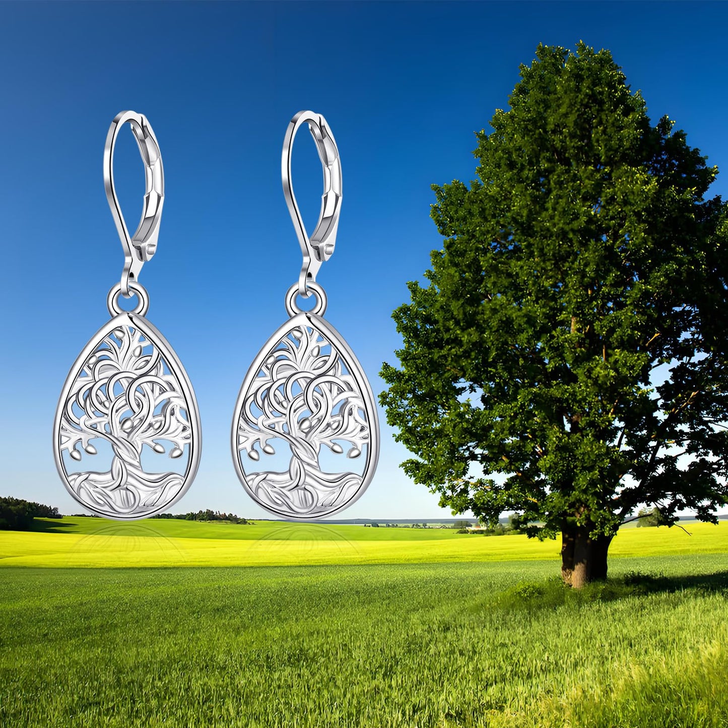 TALYKONG Tree of Life Earings for Women Celtic Tree of Life Leverback Dangle Earrings Jewelry for Women