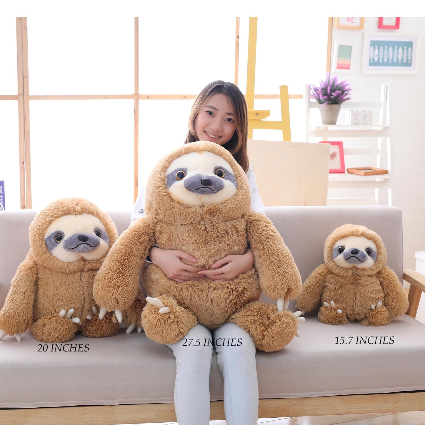 Winsterch Cute Sloth Stuffed Animal Toy,Small Plush Sloth Tedy Bear Stuffed Animal Toys for Kids Birthday Gift Baby Doll (Brown,15.7 Inches)
