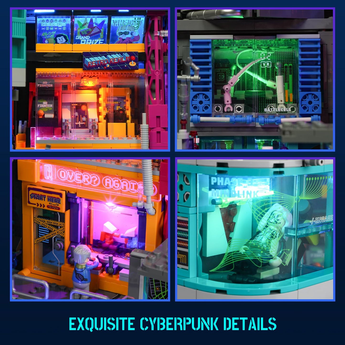 Lumibricks Cyberpunk Game Stack Lighting-Building-Bricks Set - Cyberpunk Neon City Future Gaming Room Street View Collection LED Light Model Set 2580 Pcs for Adults and Sci-fi Lovers