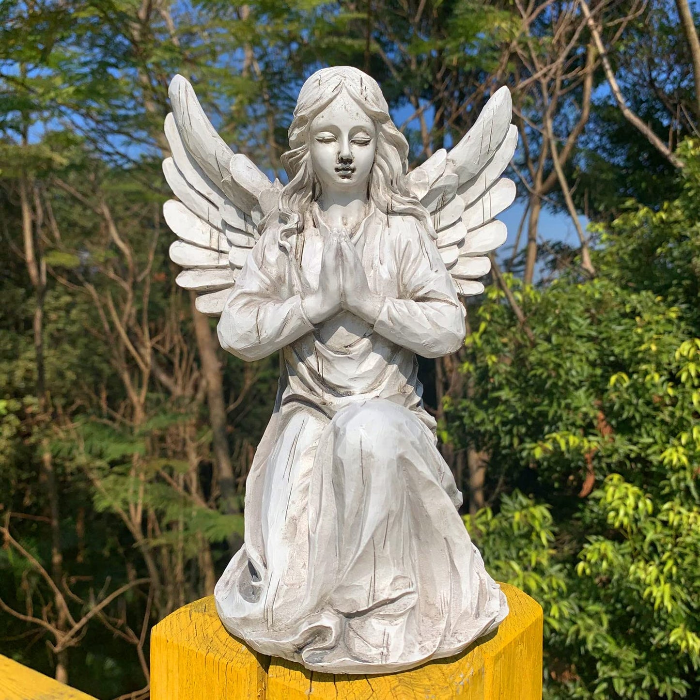 Handsider Praying Angel Garden Statue, Religious Fairy Sculpture Waterproof Decorative Figurine Art Decor for Patio, Lawn, Yard, Housewarming Ornament Present Angels HSa-1