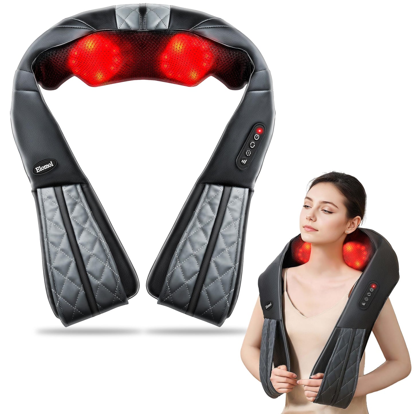 Neck Shoulder Massager with Heat - Rechargeable Back and Neck Massage Pain Relief Deep 5D Tissue Shiatsu Kneading Massager for Shoulder Back Leg Gifts for Mom Dad Men Women Her Him