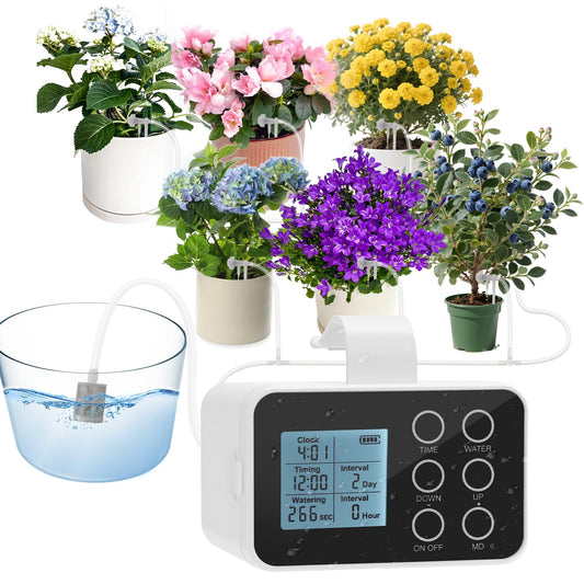 Upgrade Auto Plant Watering Devices Indoor, Plant Waterer for 20 Potted Plants, Houseplant Watering System, Up to 30-Day Programmable Water Timer, Automatic Drip Irrigation Kit for Vacation