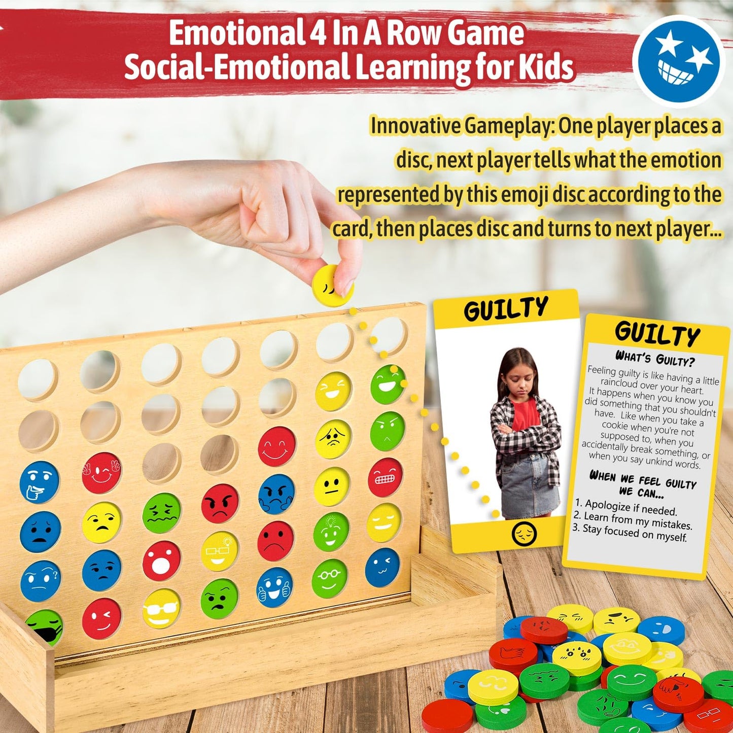 Garybank Social Emotional Learning Activities for Kids, Feelings Connect Game w/56 Emotion Cards, Play Therapy Toys for School Counselors, Social Coping Skills for Children, Teacher Office Must Haves