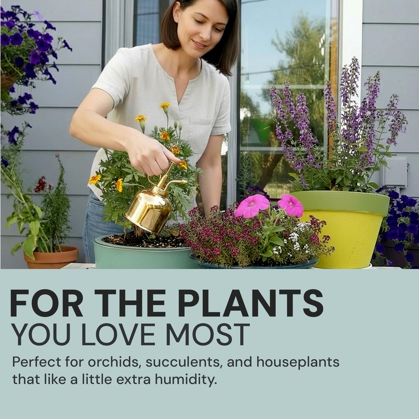 Sustainable Village Watering Can Indoor Plants - Brass Plant Mister - Stylish and Rust Resistant Watering Cans for Healthy Hydration - Prevents Overwatering