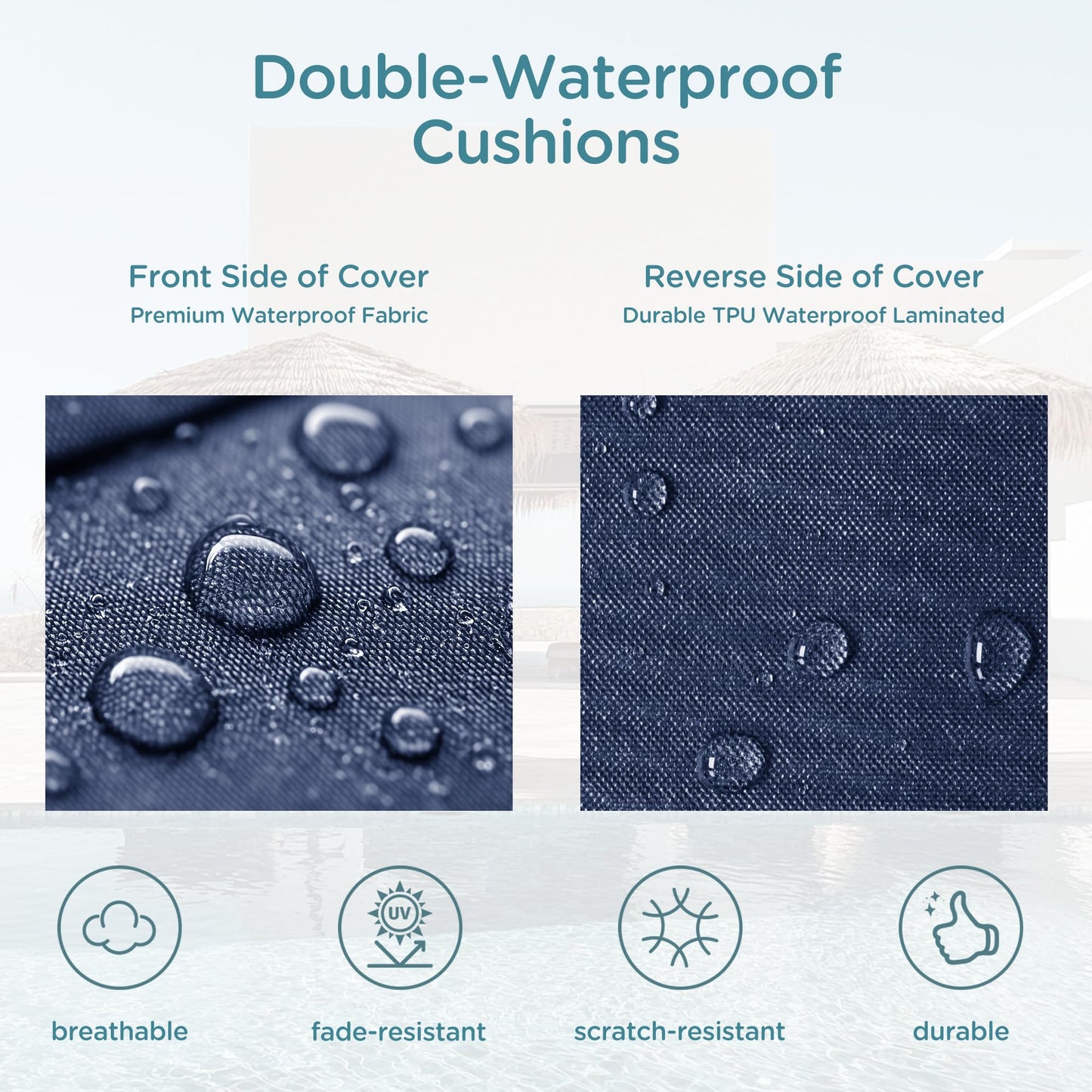 Codi Outdoor Lounge Chair Cushion, Chaise Cushions for Patio Furniture, Double Waterproof Fabric for Pool, 72 x 22.5 x 3.5 Inch 1PK Midnight Blue