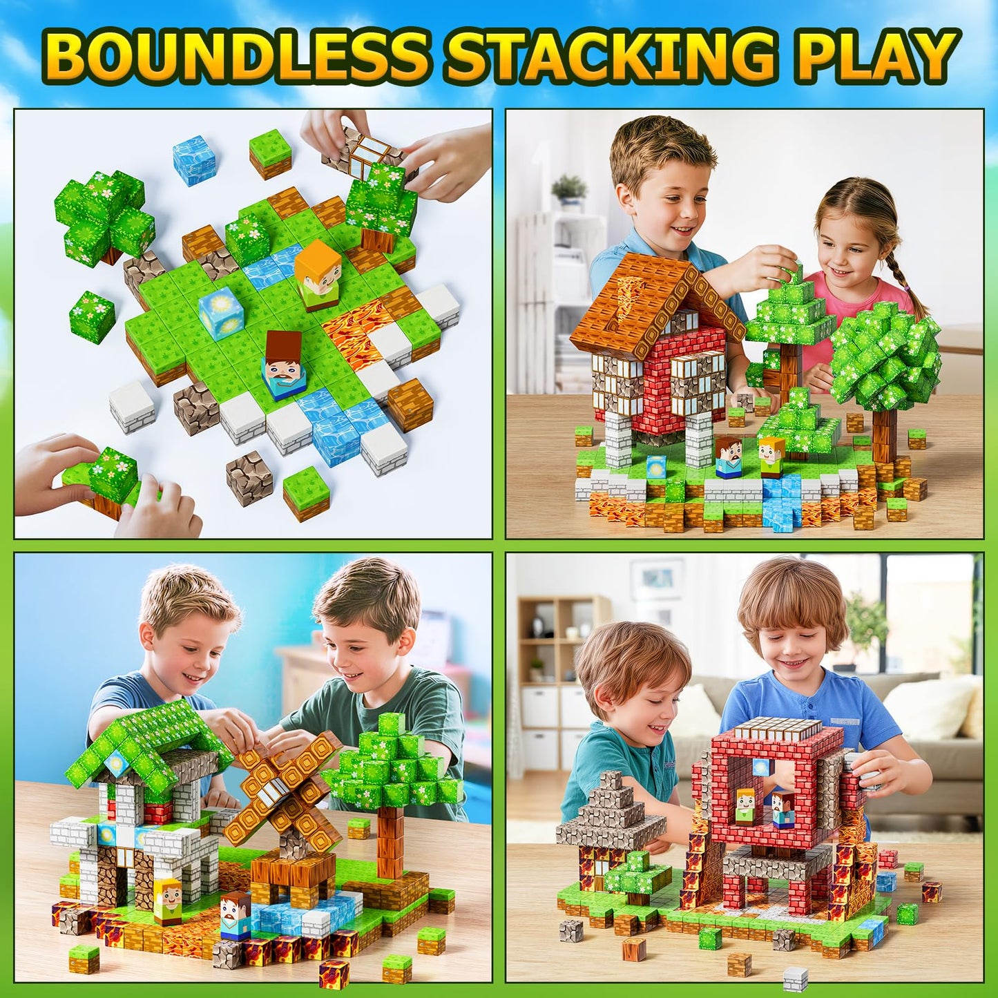Wxlbr Magnetic Blocks, Magnetic Building Blocks,STEM Constructions Magnet Blocks for Kids, Boys and Girls Age 3+ Years Old, Building Toys Gifts for Kids 84PCS 1" Large Size