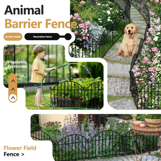 32 Panels Garden Fence, 45ft x 20in Animal Barrier Fences for Rabbits Dogs, Rustproof Metal Gardens Border Fencing, Arched Decorative Flower Bed Edging Barriers for Outdoor Yard Patio