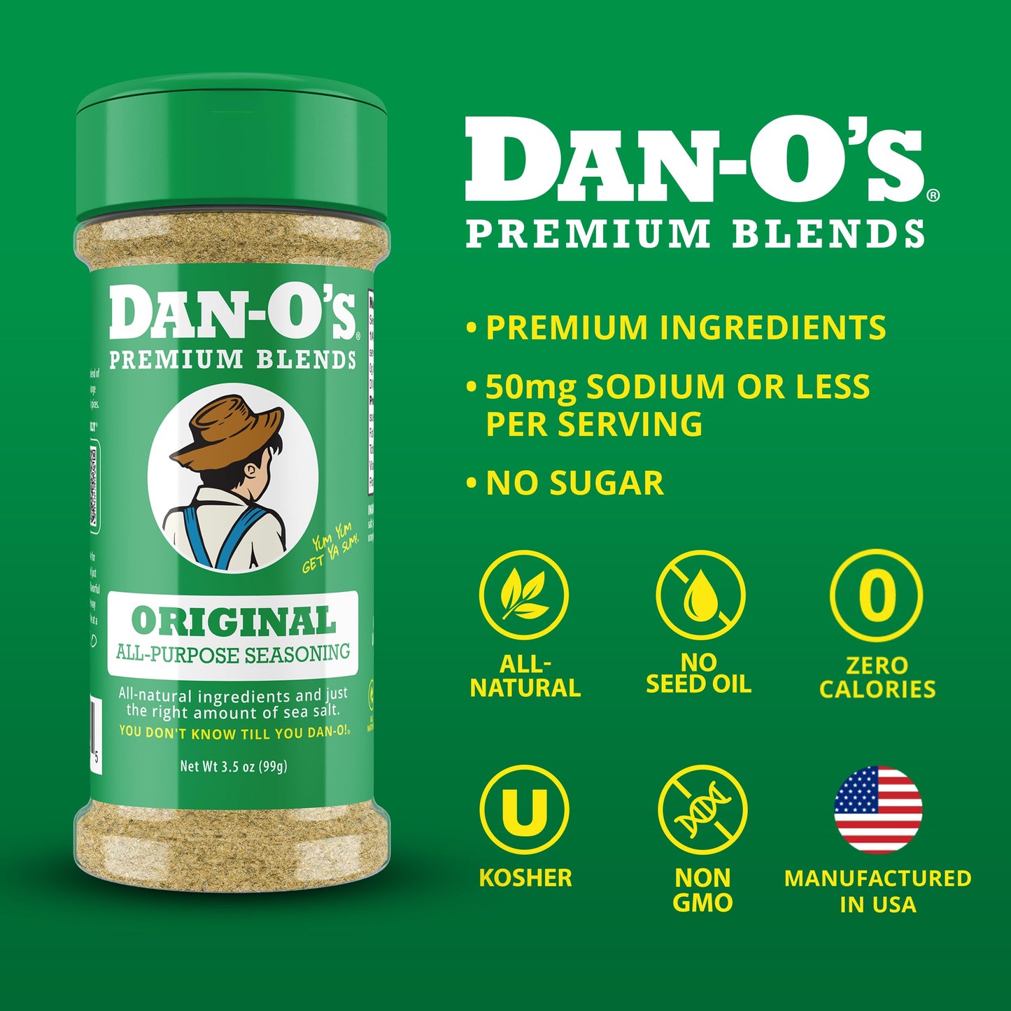 Dan-O's 6 Bottle Seasoning Set, Small Bottles, 6 Pack, Includes Original, Spicy, Chipotle, Crunchy, Cheesoning and Preem-O Seasonings, Sugar Free, Zero Calorie, All-Purpose Seasoning Kit