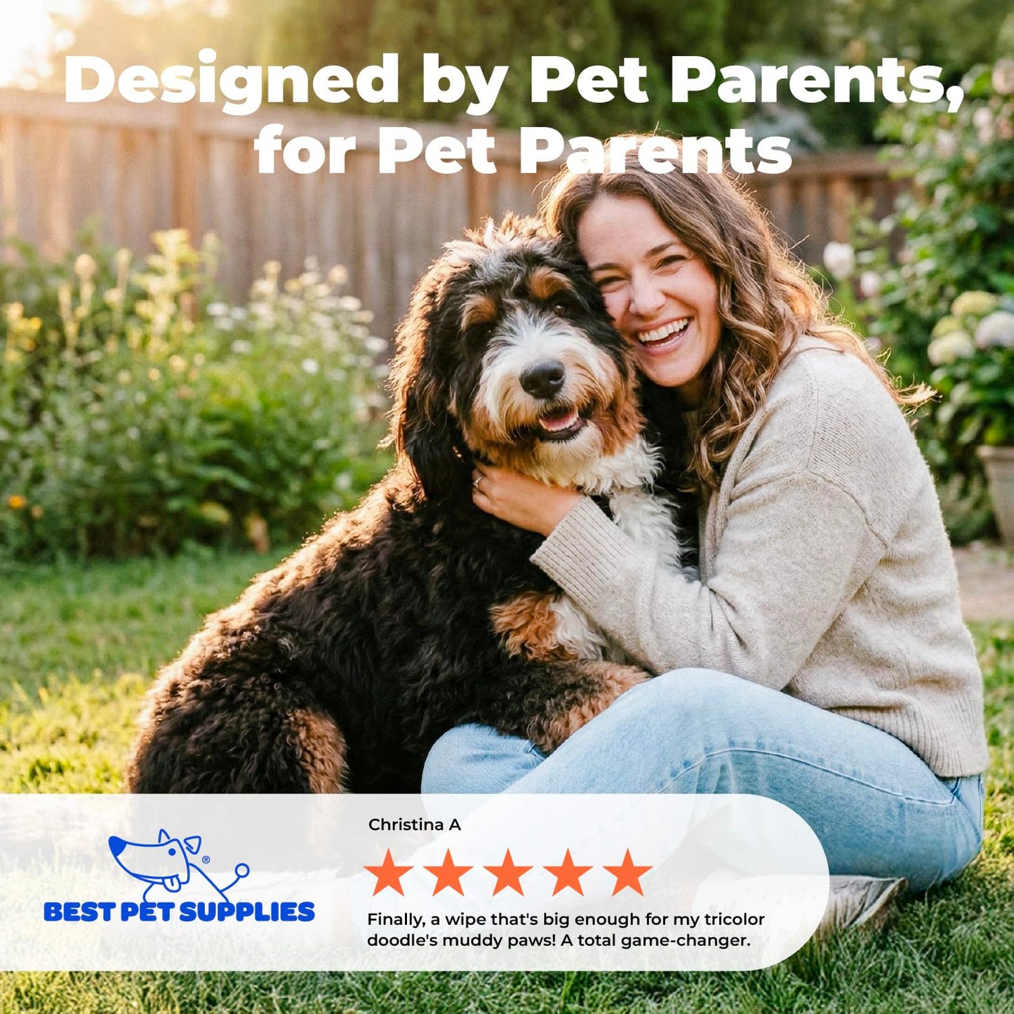 Best Pet Supplies 8" x 9" Large Unscented Dog Wipes - Cleaning and Deodorizing for Paws and Coat - Gentle Formula with Aloe Vera Vitamin E for Puppies and Cats - 100 Count