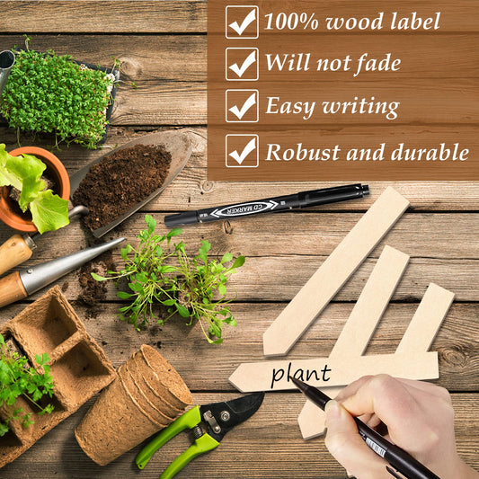 Zkptops 100Pcs Wooden Plant Labels Plant Tags 6 Inch Garden Plants Markers Waterproof Seed Labels Markers Sticks Outdoor Garden Label Stakes Sign Wooden Plants Name Tags for Seedling Vegetables Flower