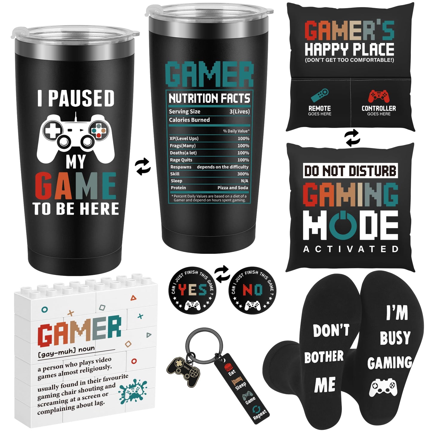 Gamer Gifts for Men Boyfriend Dad Brother Fathers Day, 2026 Graduation Gift for Son, Gaming Accessories for Room, Gaming Stuff - Gamer Gift Set Box
